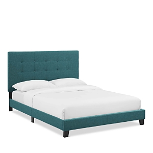 Modway Melanie Tufted Button Upholstered Fabric Platform Bed, Twin In Teal