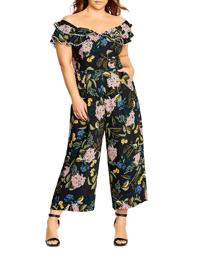 City chic off shoulder jumpsuit clearance