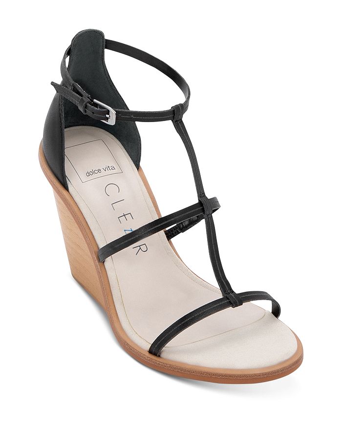 Dolce Vita Women's Jeana Strappy Wedge Sandals In Black Eco | ModeSens
