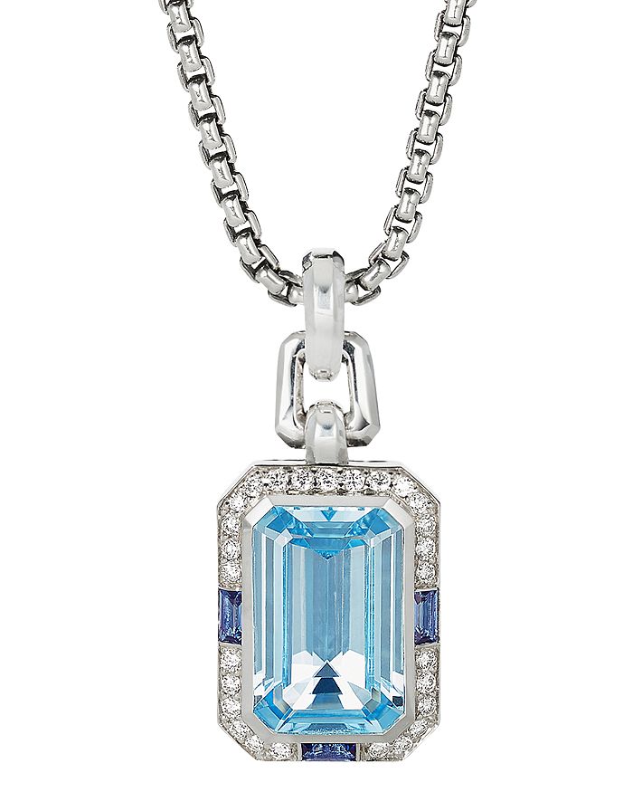 David Yurman Novella Pendant with Blue Topaz, Sapphire & Pavé Diamonds ...