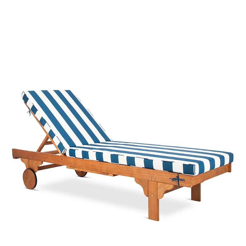 Safavieh Newport Chaise Lounge Chair With Side Table In Natural/navy/white
