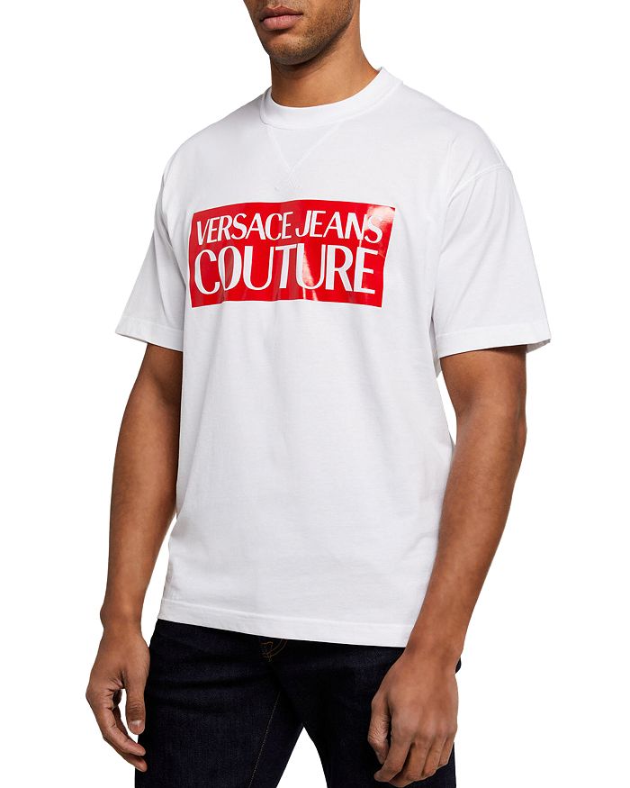 Versace Jeans Couture Box Graphic Logo Tee In White/red