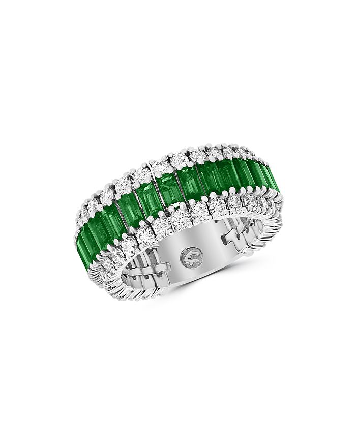 Bloomingdale's Emerald & Diamond Ring In 14k White Gold - 100% Exclusive In Green/white