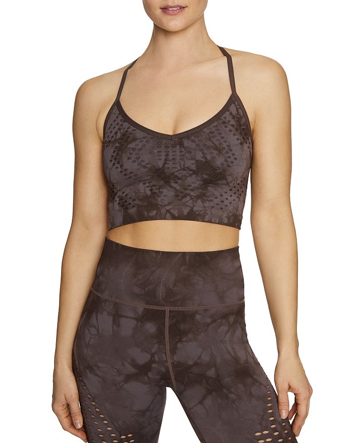 Betsey Johnson Seamless Tie-dyed Sports Bra In Seal Brown