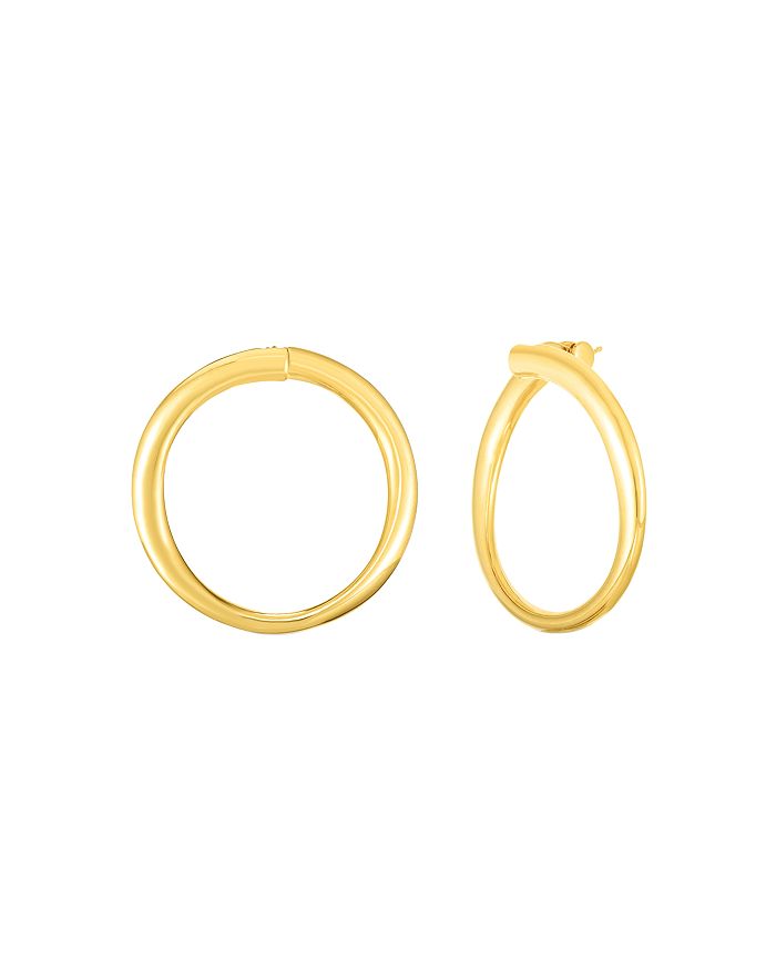 Shop Roberto Coin 18k Yellow Gold Contours Round Hoop Earrings