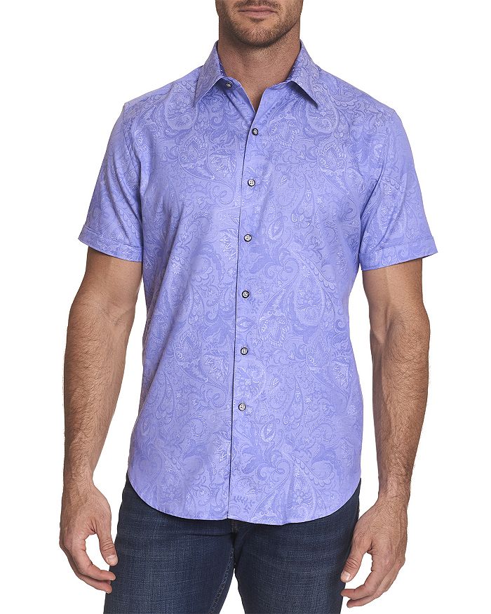 Robert Graham Andretti Cotton-blend Floral Paisley Jacquard Classic Fit Button-up Shirt In Purple