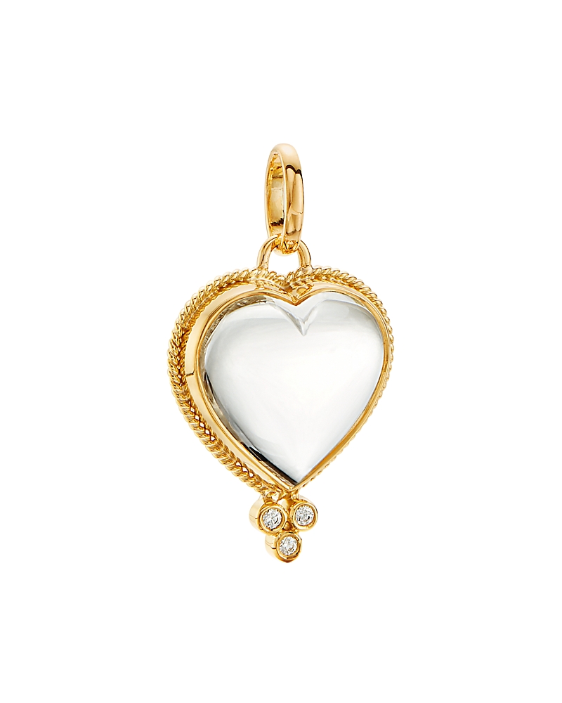 Temple St Clair 18k Yellow Gold Crystal Heart & Diamond Small Pendant In White/gold