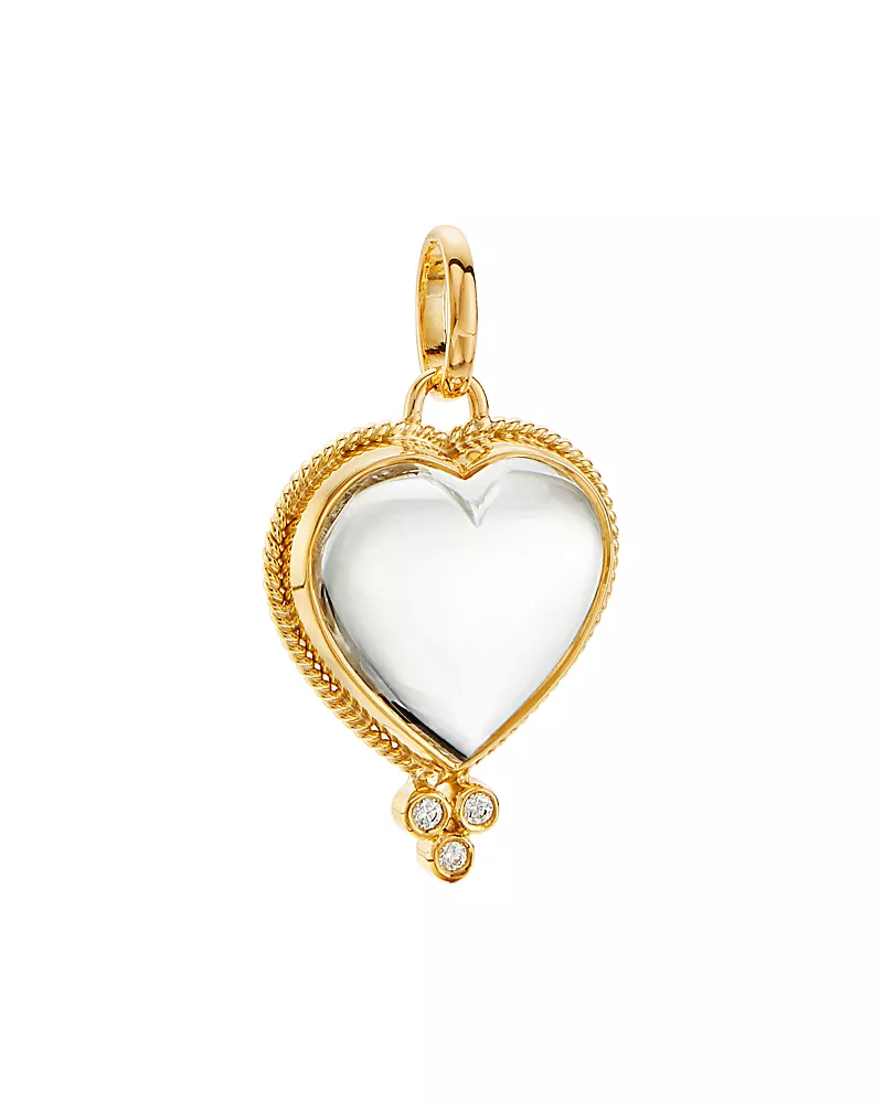 Temple St. Clair 18K Yellow Gold Crystal Heart & Diamond Small Pendant