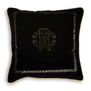 Roberto Cavalli Venezia Velvet Decorative Pillow, 16 X 16 In Black