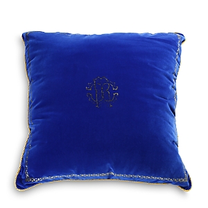 Roberto Cavalli Venezia Velvet Decorative Pillow, 16 X 16 In Petrol Blue