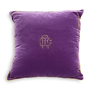 Roberto Cavalli Venezia Velvet Decorative Pillow, 16 X 16 In Purple
