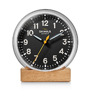 Shinola Runwell 6 Desk Clock In Chrome Black
