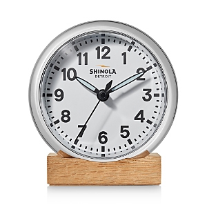 Shinola Runwell 6 Desk Clock In Chrome White