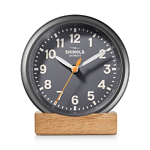 Shop Shinola Runwell 6 Desk Clock In Gunmetal, Gray, And Cream