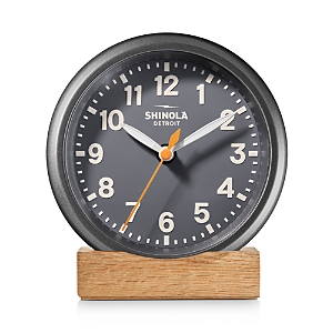 Shinola Runwell 6-inch Desk Clock In Gunmetal, Gray, And Cream