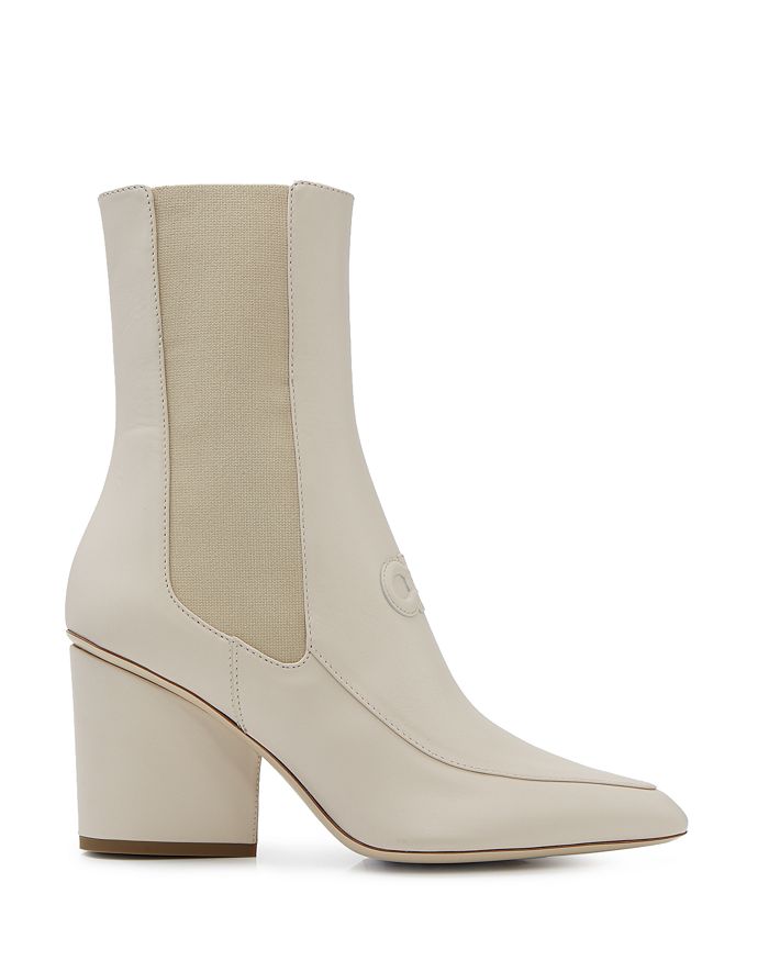 Ferragamo Women's Pointed Toe High Heel Boots In Bone