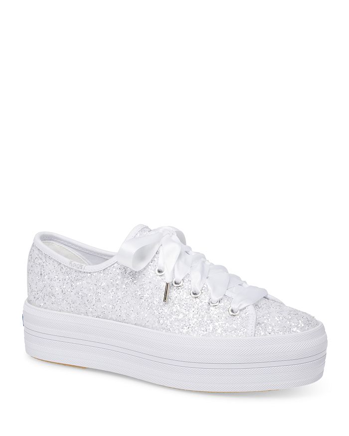 Keds Women's Triple Up Glitter Trainers In White