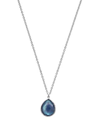 IPPOLITA - Sterling Silver Rock Candy&reg; Clear Quartz over Mother-of-Pearl and Lapis Triplet Teardrop Pendant Necklace, 18"