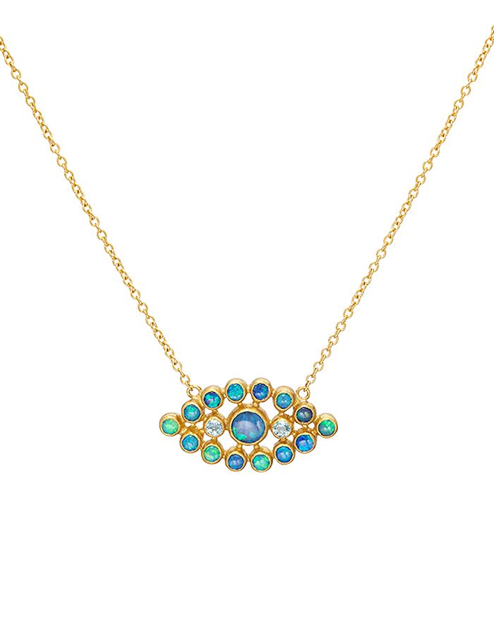 Gurhan 24K/22K/18K Yellow Gold Opal & Blue Topaz Juju Pendant Necklace ...