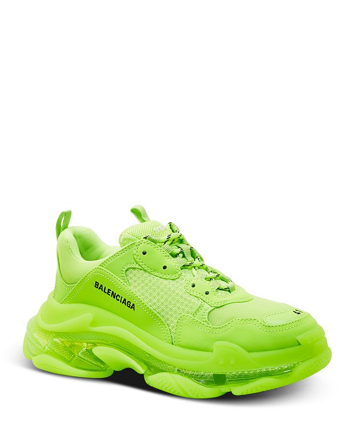 Balenciaga Triple S Mesh And Faux Leather Sneakers In Yellow