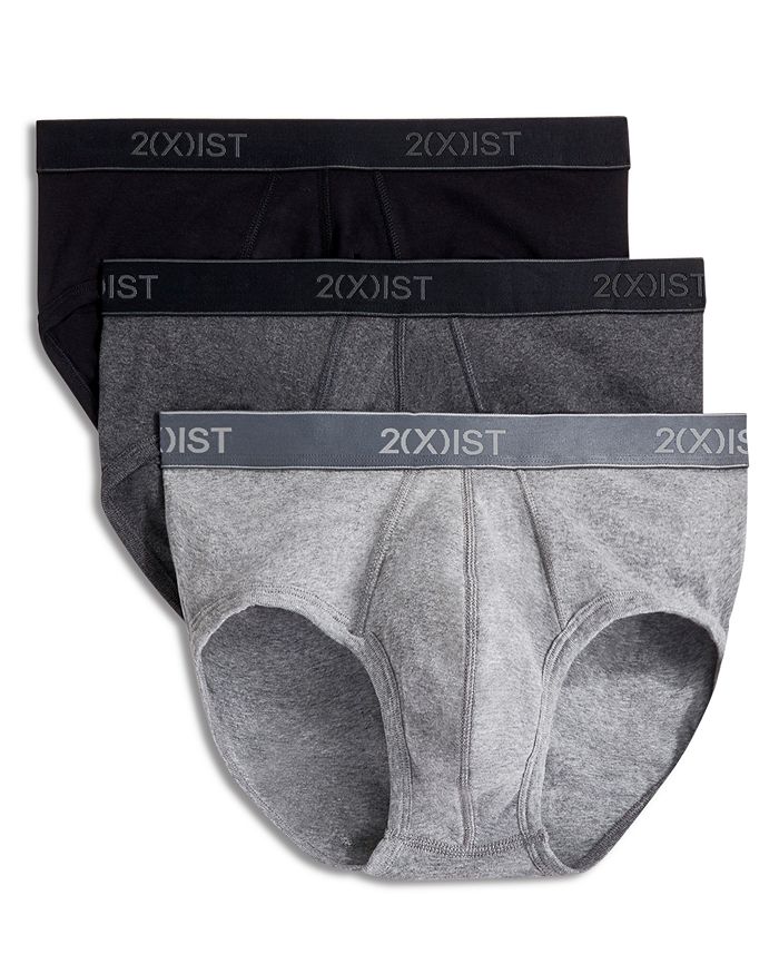 2(x)ist Men's Underwear, Essentials Contour Pouch Brief 3 Pack In Black/gray