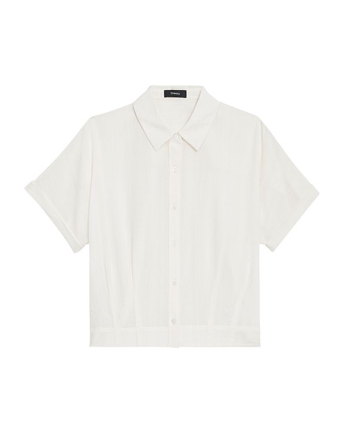 THEORY CROPPED BUTTON DOWN SHIRT,K0304523
