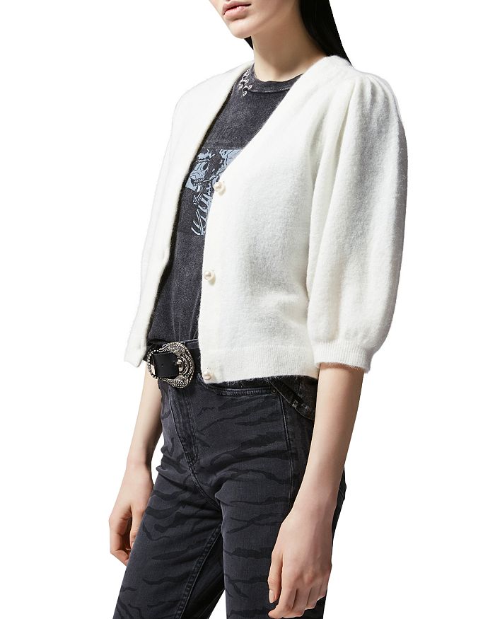 THE KOOPLES FAUX PEARL BUTTON CARDIGAN,FCAR20003K