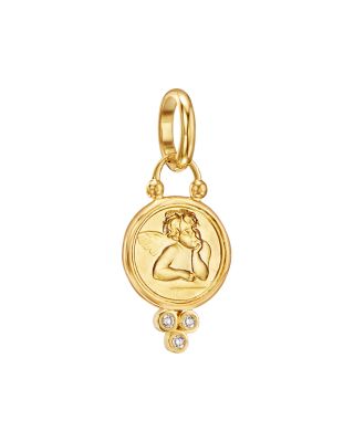 18K Gold 10mm Angel Pendant with Diamonds