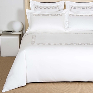Frette Links Embroidery Duvet Cover, King In Savage Beige/scoglio