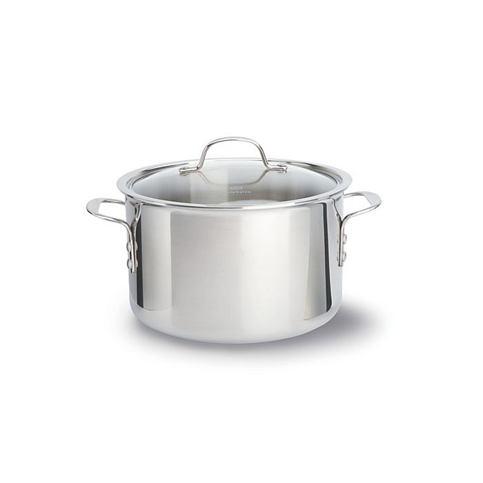 New CALPHALON 3-Ply Stainless Steel 5Qt Stockpot Dutch Oven with Glass Lid  Cover