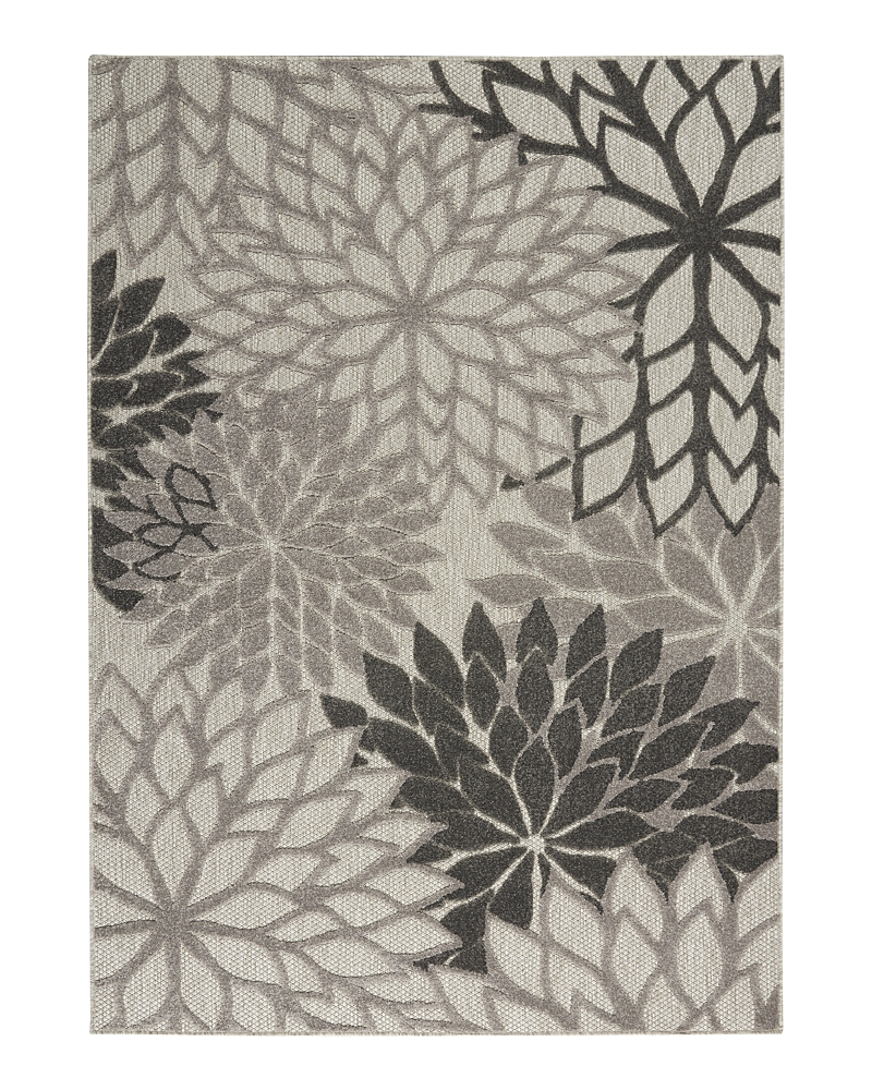 Nourison Aloha Alh05 Ivory And Navy 3'6" X 5'6" Outdoor Area Rug In Silver