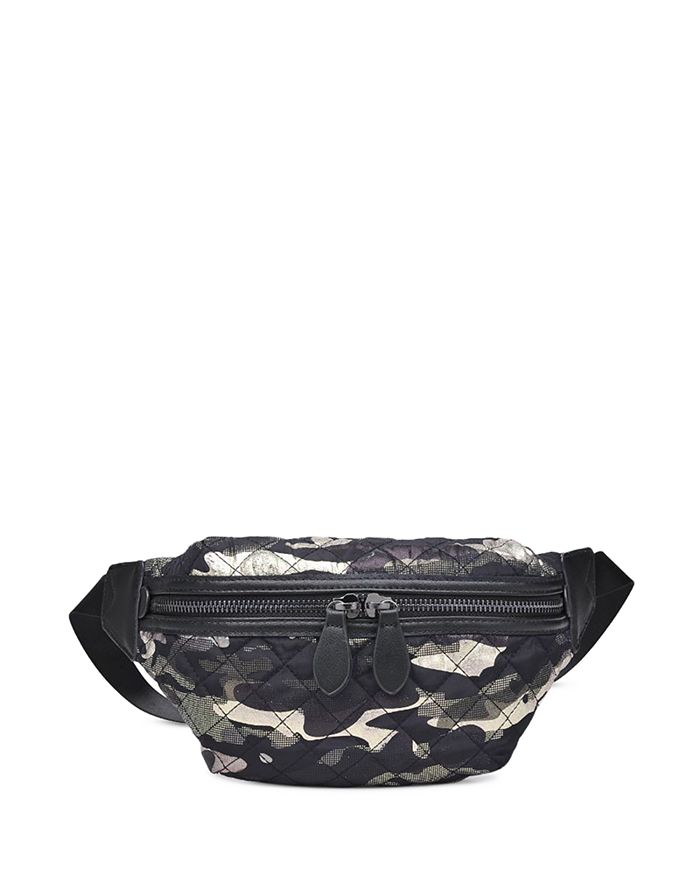 Sol & Selene Side Kick Small Camouflage Belt Bag In Green Metallic Camo/gunmetal