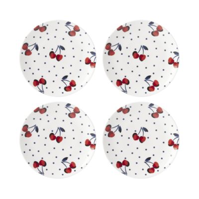 Vintage Cherry Dot Tidbits Plate Set