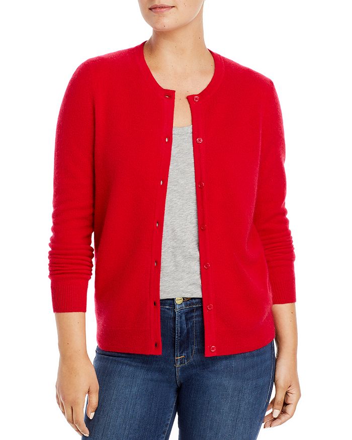 C By Bloomingdale's Crewneck Cashmere Cardigan - 100% Exclusive In Scarlett