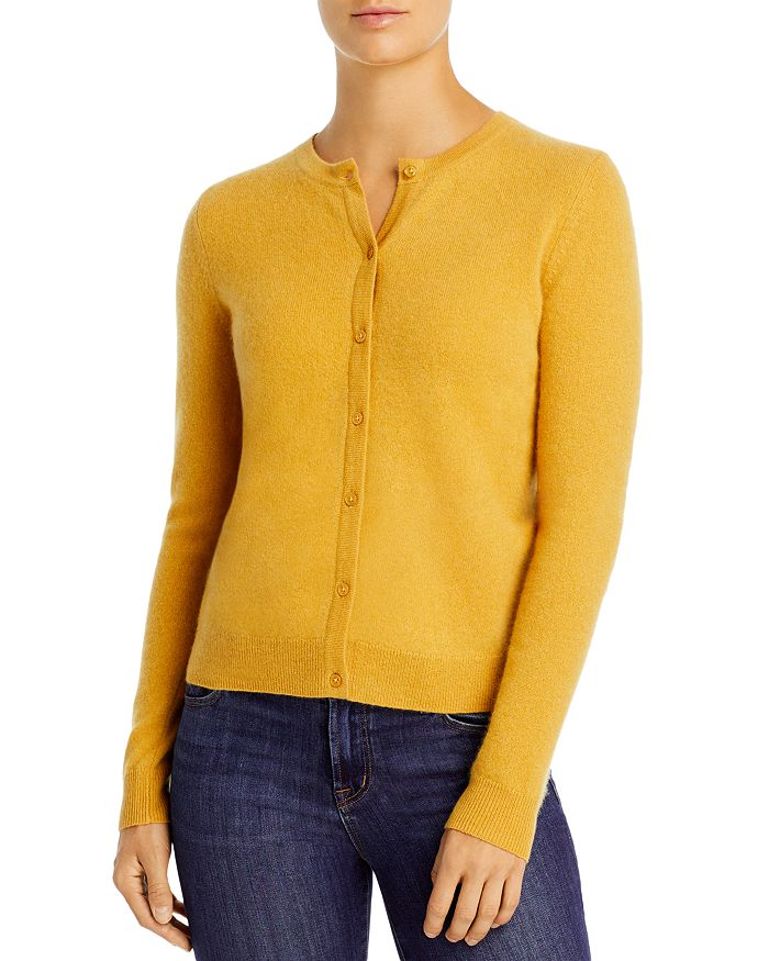 C By Bloomingdale's Crewneck Cashmere Cardigan - 100% Exclusive In Mustard