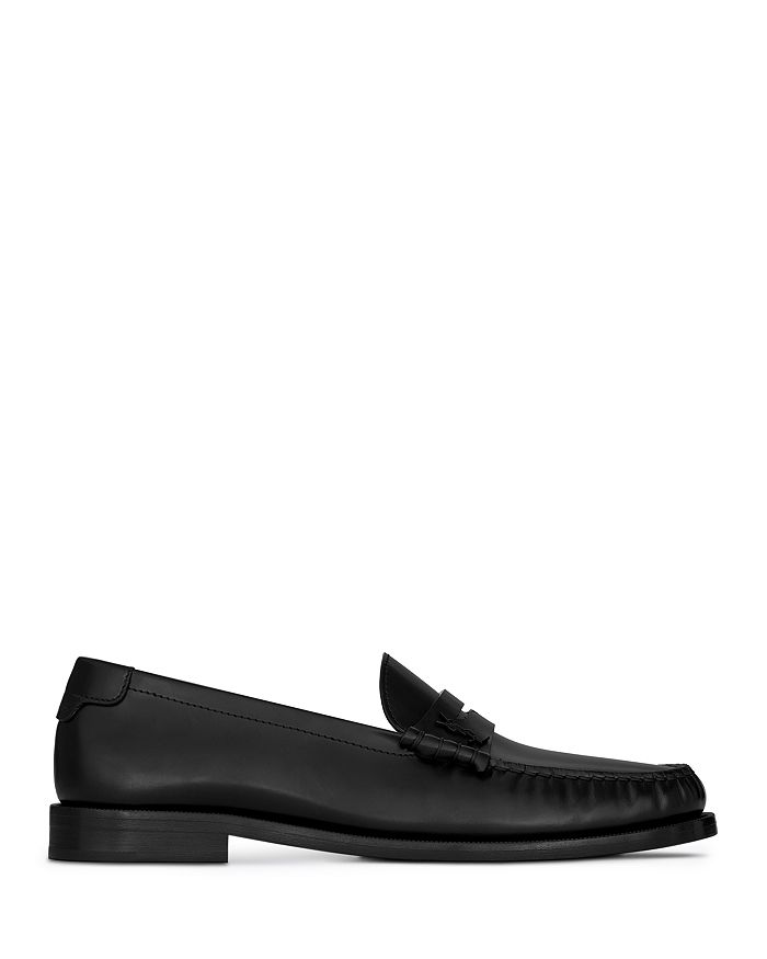 Saint Laurent Men's Le Loafer Moc Toe Penny Loafers In Black | ModeSens