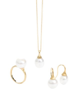 18K Yellow Gold Africa Cultured Freshwater Pearl Pendant Necklace, 16.75"