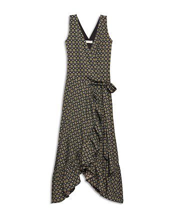 Tory Burch Printed Ruffle Wrap Midi Dress | Bloomingdale's