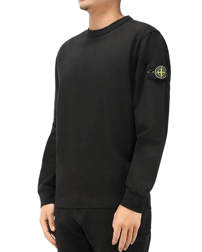 Stone Island Cotton Solid Logo-patch Sweatshirt In Black