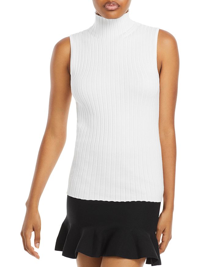 Aqua Ribbed Mock Neck Tank Top - 100% Exclusive In Bleach White