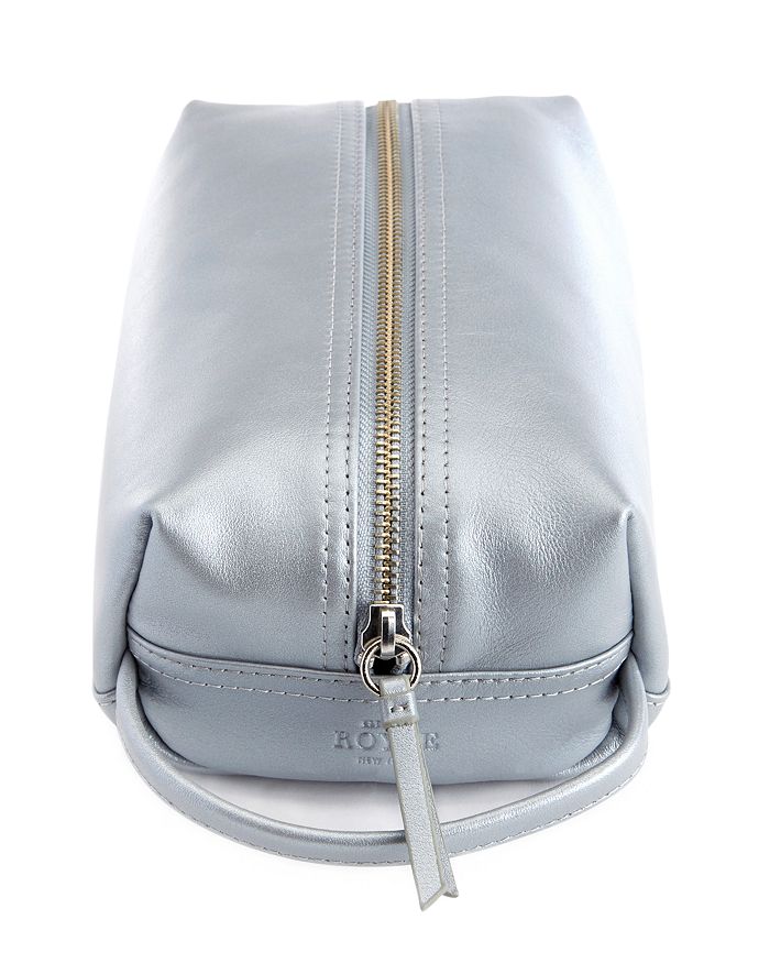 Shop Royce New York Leather Compact Toiletry Travel Bag In Silver