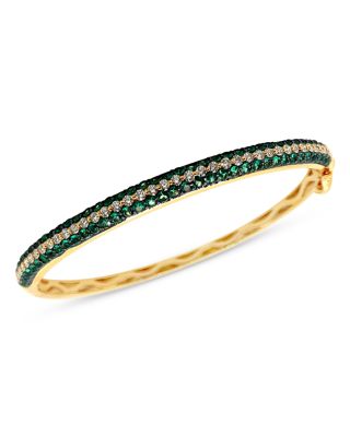 Bloomingdale's Fine Collection - Emerald and Diamond Bangle Bracelet in 14K Yellow Gold - Exclusive