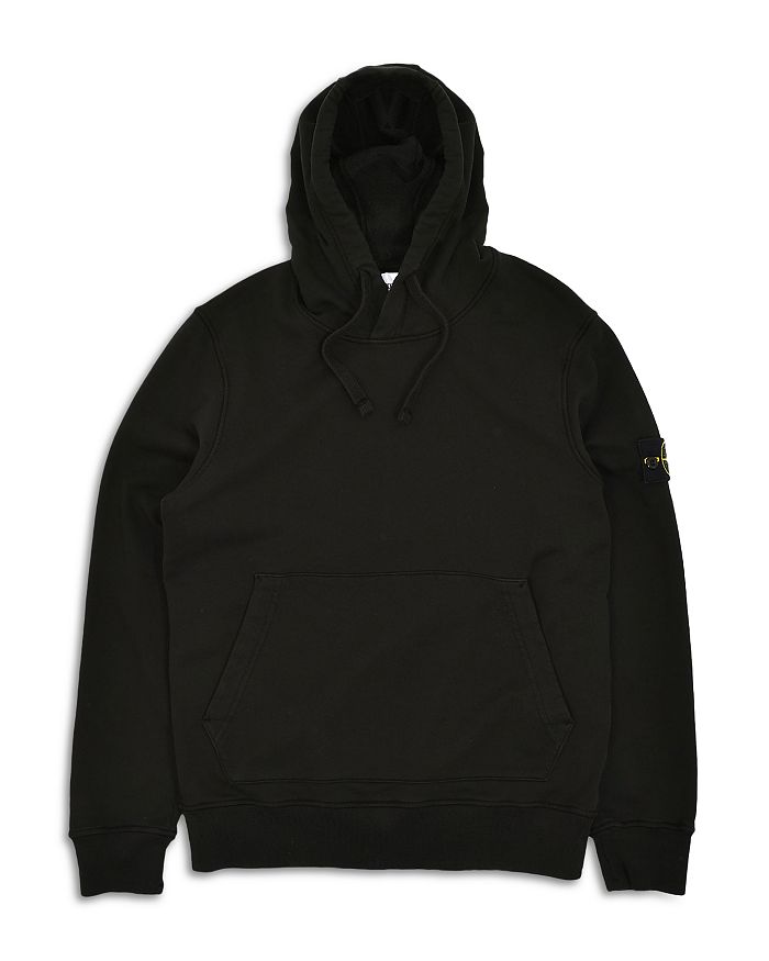 Stone Island Grey Hoodie With Removable Compass Logo Applied On The Sleeve In Cotton Man In Black
