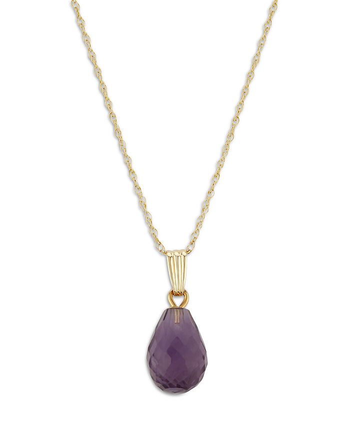Bloomingdale's Amethyst Briolette Pendant Necklace In 14k Yellow Gold, 18 - 100% Exclusive In Amethyst/yellow Gold