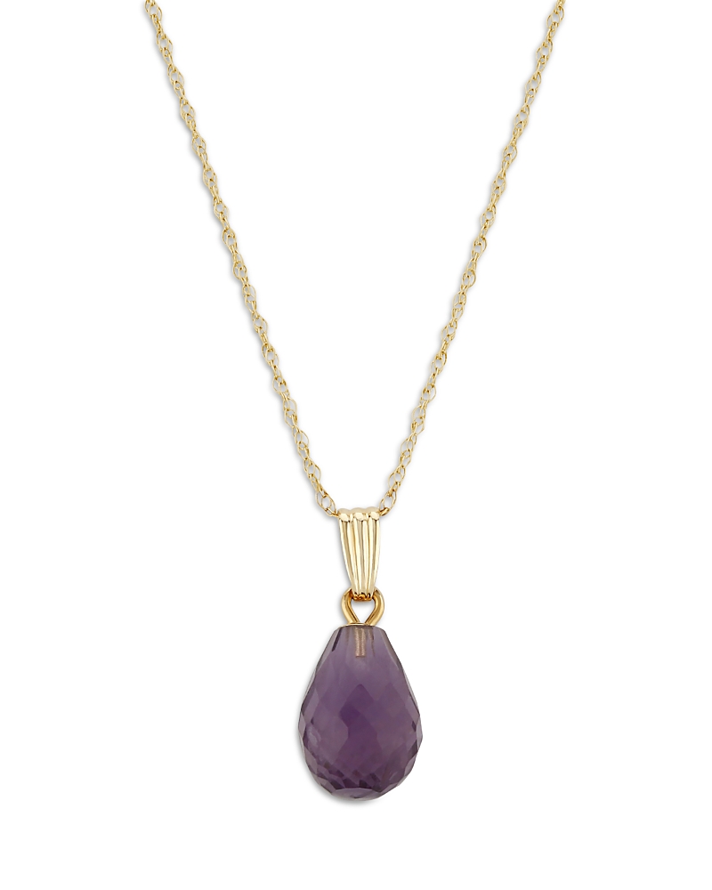 Bloomingdale's Amethyst Briolette Pendant Necklace In 14k Yellow Gold, 18 - Exclusive In Amethyst