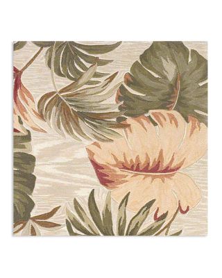 Sparta Palm Leaves Round Area Rug, 7'6" x 7'6"