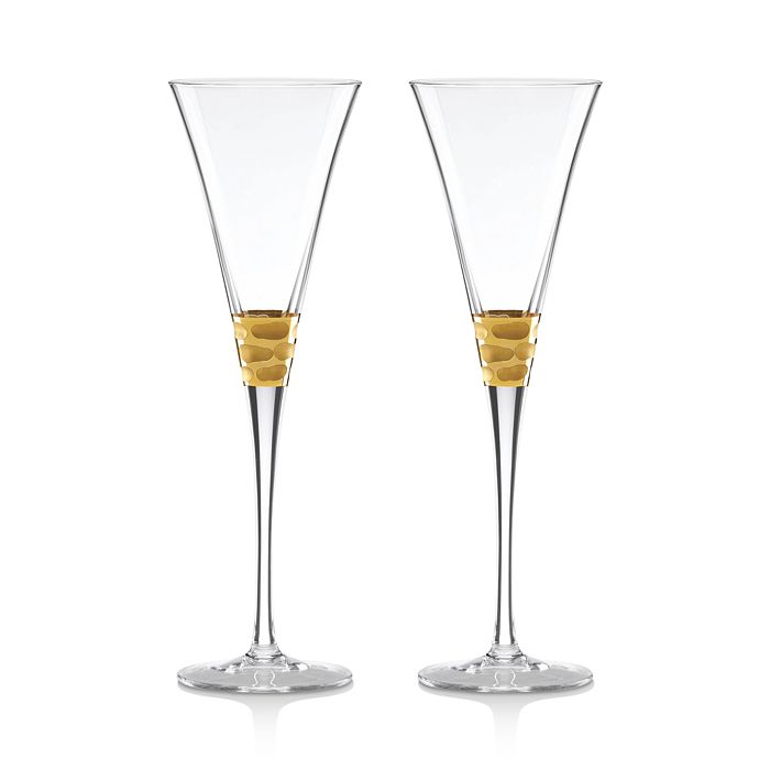 Shop Michael Wainwright Truro Toasting Flute Set Of 2 In Clear/gold
