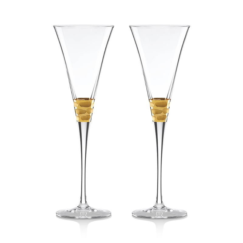 Michael Wainwright Truro Gold 2-piece Toasting Flute Set In Clear/gold