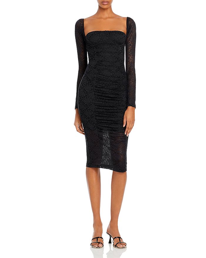 Jonathan Simkhai Ruched Long Sleeve Lace Dress | Bloomingdale's