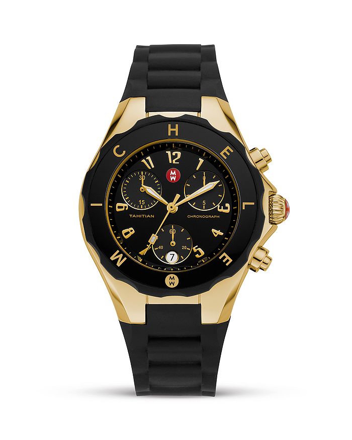 Michele tahitian jelly bean watch black and gold hotsell